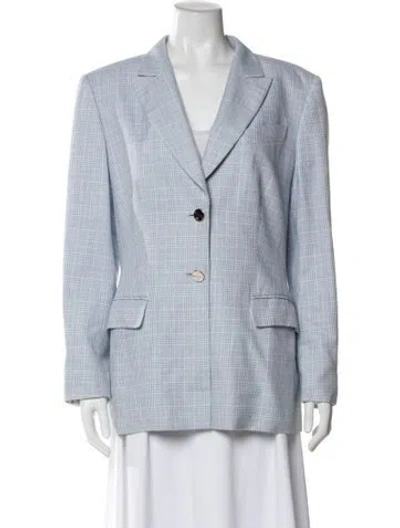 Pre-owned Escada Plaid Print Blazer In Blue