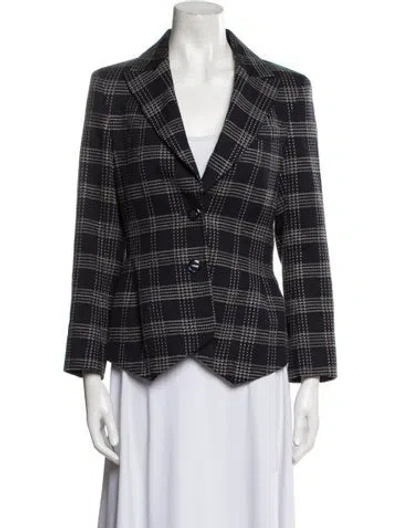 Pre-owned Escada Plaid Print Blazer In Blue