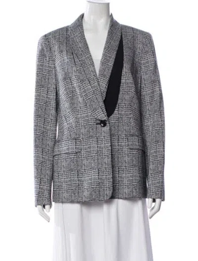 Pre-owned Escada Plaid Print Blazer In Blue
