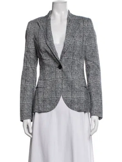 Pre-owned Escada Plaid Print Blazer In Blue