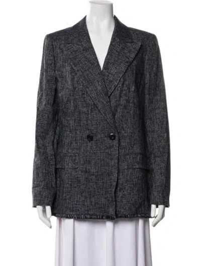 Pre-owned Escada Plaid Print Blazer In Blue
