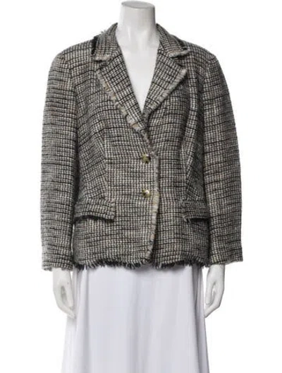 Pre-owned Escada Plaid Print Blazer In Gray