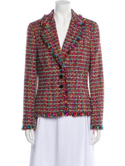 Pre-owned Escada Plaid Print Blazer In Multi