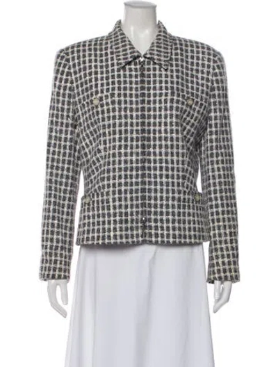 Pre-owned Escada Plaid Print Blazer In Neutral
