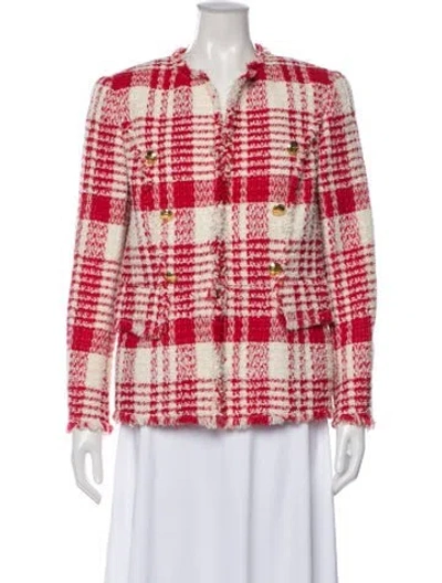 Pre-owned Escada Plaid Print Blazer In Red