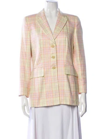 Pre-owned Escada Plaid Print Blazer In Yellow
