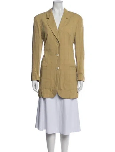 Pre-owned Escada Plaid Print Blazer In Yellow