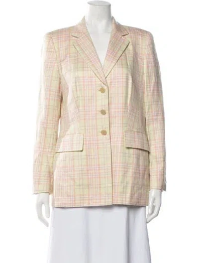 Pre-owned Escada Plaid Print Blazer In Yellow