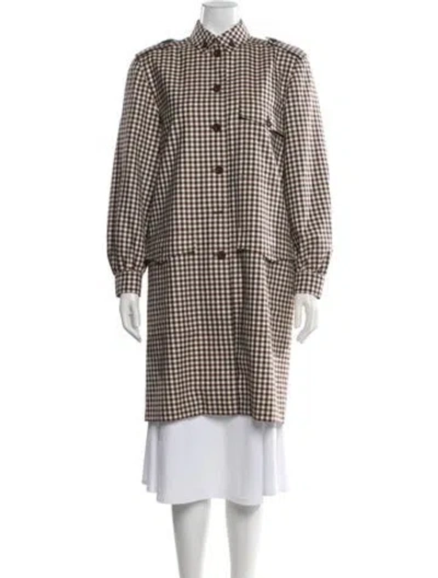 Pre-owned Escada Plaid Print Coat In Neutrals