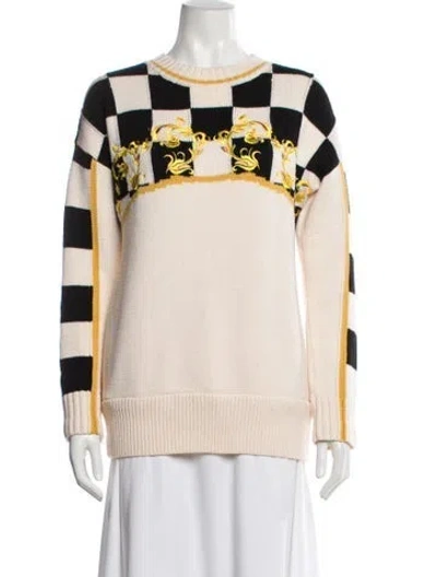 Pre-owned Escada Plaid Print Crew Neck Top In Neutral