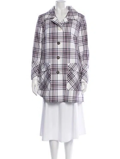 Pre-owned Escada Plaid Print Jacket In White