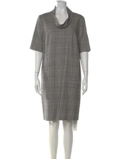 Pre-owned Escada Plaid Print Knee-length Dress In Black
