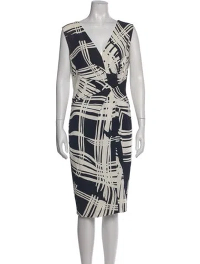 Pre-owned Escada Plaid Print Knee-length Dress In Black