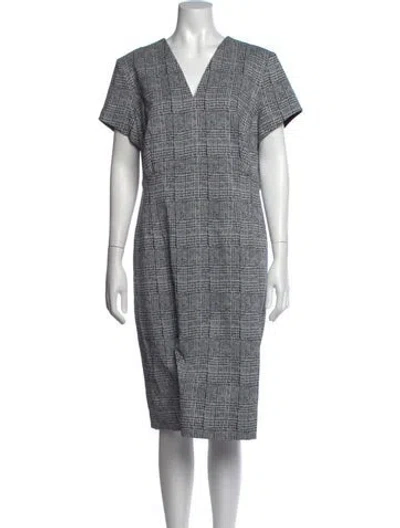 Pre-owned Escada Plaid Print Knee-length Dress In Blue