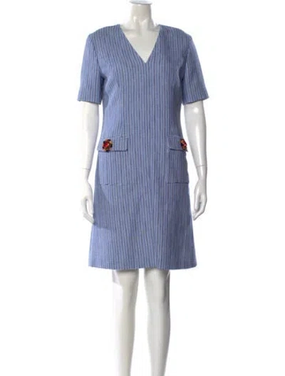 Pre-owned Escada Plaid Print Knee-length Dress In Blue