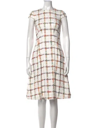 Pre-owned Escada Plaid Print Knee-length Dress In Neutrals