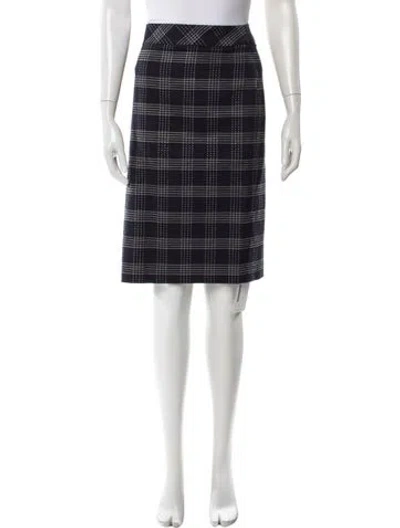 Pre-owned Escada Plaid Print Knee-length Skirt In Blue
