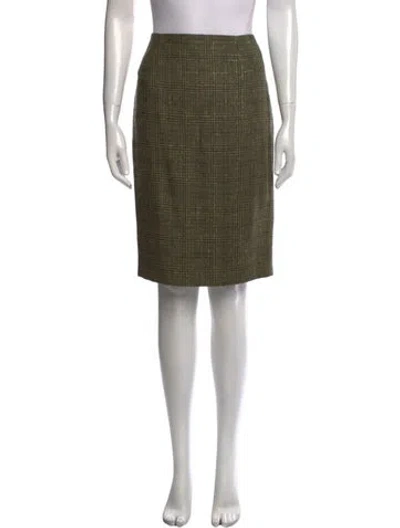 Pre-owned Escada Plaid Print Knee-length Skirt In Green