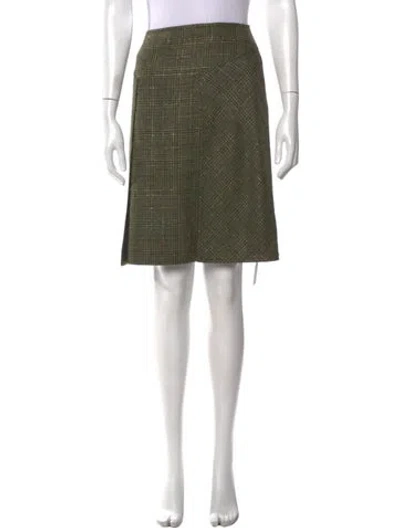 Pre-owned Escada Plaid Print Knee-length Skirt In Green