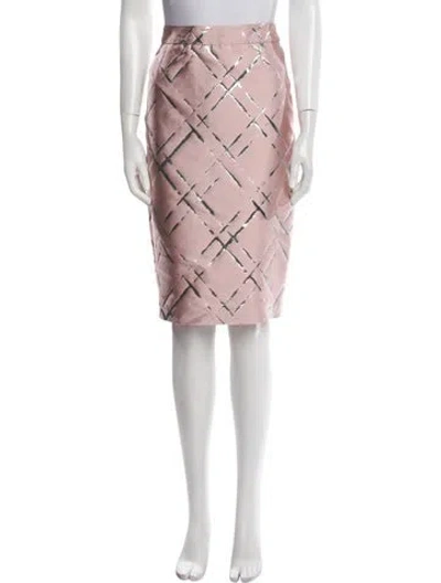 Pre-owned Escada Plaid Print Knee-length Skirt In Pink