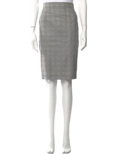 Pre-owned Escada Plaid Print Knee-length Skirt In White