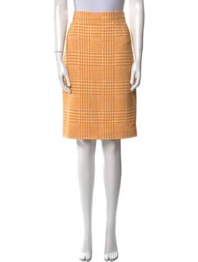 Pre-owned Escada Plaid Print Knee-length Skirt In Yellow