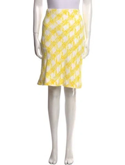 Pre-owned Escada Plaid Print Knee-length Skirt In Yellow