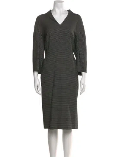 Pre-owned Escada Plaid Print Midi Length Dress In Black