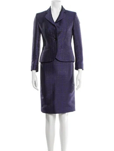 Pre-owned Escada Plaid Print Skirt Suit In Blue