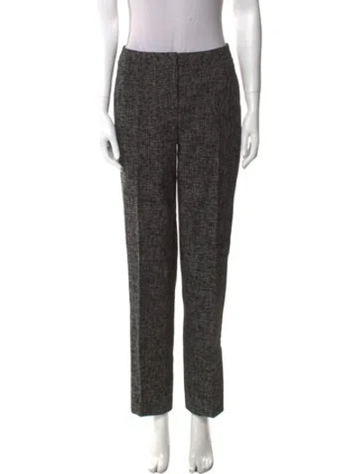 Pre-owned Escada Plaid Print Straight Leg Pants In Black