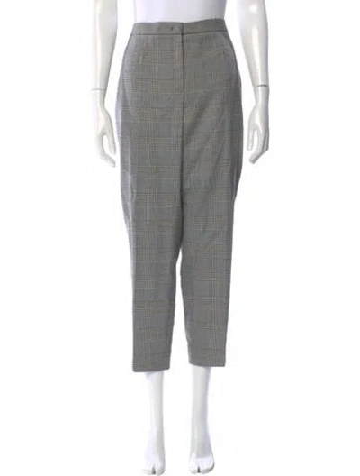 Pre-owned Escada Plaid Print Straight Leg Pants In Gray