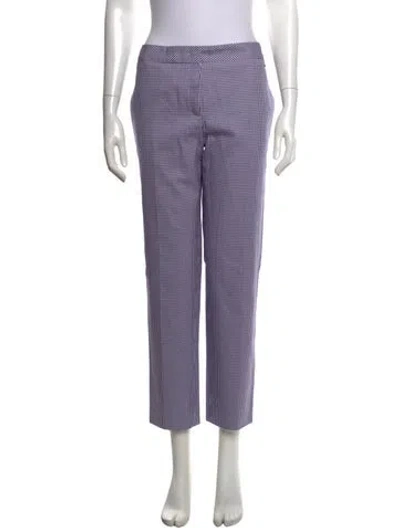 Pre-owned Escada Plaid Print Straight Leg Pants In Purple