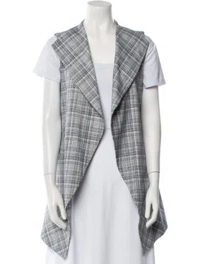 Pre-owned Escada Plaid Print Vest In Blue