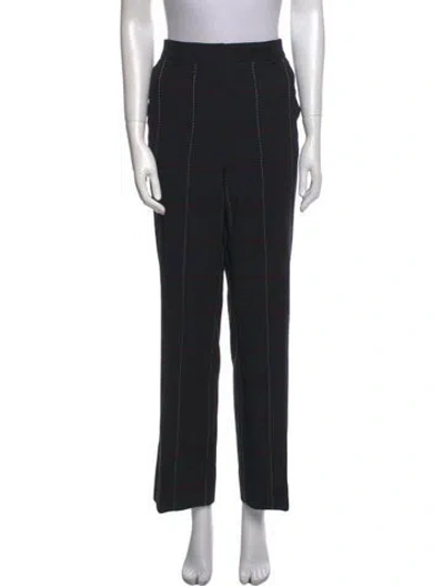 Pre-owned Escada Plaid Print Wide Leg Pants In Gray