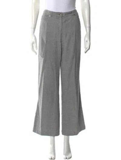 Pre-owned Escada Plaid Print Wide Leg Pants In Gray