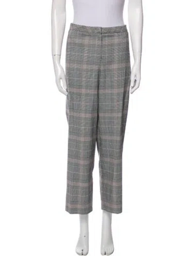 Pre-owned Escada Plaid Print Wide Leg Pants W/ Tags In Gray