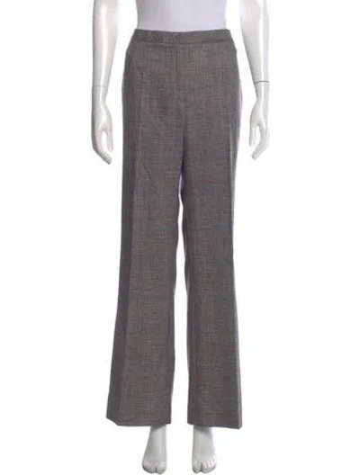 Pre-owned Escada Plaid Print Wide Leg Pants W/ Tags In Neutral