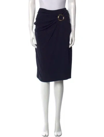 Pre-owned Escada Pleated Accents Knee-length Skirt In Blue