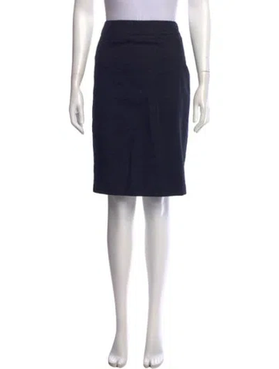 Pre-owned Escada Pleated Accents Knee-length Skirt In Blue