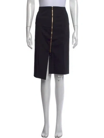 Pre-owned Escada Pleated Accents Knee-length Skirt In Blue
