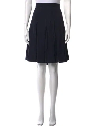 Pre-owned Escada Pleated Accents Knee-length Skirt In Blue