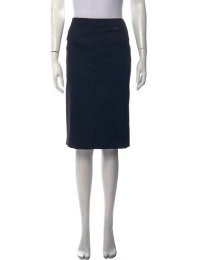 Pre-owned Escada Pleated Accents Knee-length Skirt In Blue