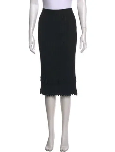 Pre-owned Escada Pleated Accents Midi Length Skirt In Black
