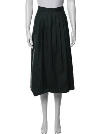 Pre-owned Escada Pleated Accents Midi Length Skirt In Green