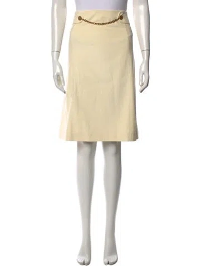 Pre-owned Escada Pleated Accents Midi Length Skirt In Yellow