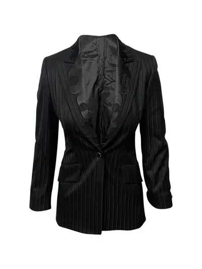 Pre-owned Escada Pleated Embroidered Trouser Suit In Black
