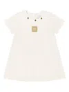 Escada Pleated Logo Dress In Neutral