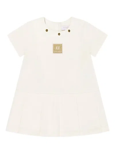 Escada Babies' Pleated Logo Dress In Neutral