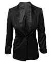 Escada Pleated Trouser Suit Set In Black Wool In Black