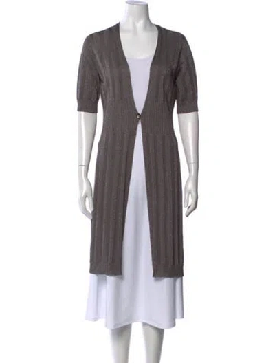 Pre-owned Escada Plunge Neckline Sweater In Gray
